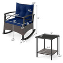 3 Piece Rocking Bistro Set PE Rattan Rocker Chairs with Acacia Wood Top Table
