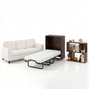 3-Piece Space-Saving Living Room with Teddy Sofa Display Bookshelf & Foldable Murphy Bed
