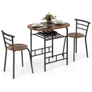 3 pcs Home Kitchen Bistro Pub Dining Table 2 Chairs Set