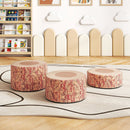 3-Piece Tree Stump Stool Set with Wood Printing Nature Decoration