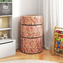 3-Piece Tree Stump Stool Set with Wood Printing Nature Decoration