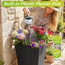 3-Piece Wicker Planters Tapered PP Rattan Plant Boxes with Plastic Flower Pots-Black