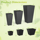 3-Piece Wicker Planters Tapered PP Rattan Plant Boxes with Plastic Flower Pots-Black
