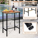3 Pieces Acacia Wood Patio Bar Set Rectangular Table with Metal Frame
