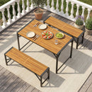 Acacia Wood Outdoor Bench 47.5" with Slatted Seat
