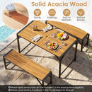 Acacia Wood Outdoor Bench 47.5" with Slatted Seat