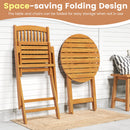 3-Piece Acacia Wood Folding Bistro Set with Cushions