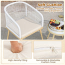 3 Pieces Outdoor Bistro PE Wicker Conversation Furniture Set-White