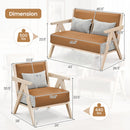 3 Pieces Living Room Furniture Set with Rubber Wood Frame