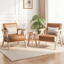 3 Pieces Living Room Furniture Set with Rubber Wood Frame