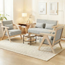 3 Pieces Living Room Furniture Set with Rubber Wood Frame