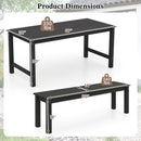 3 Pieces Outdoor Dining Table Set with 2 Benches