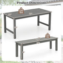 3 Pieces Outdoor Dining Table Set with 2 Benches