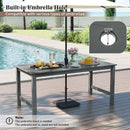 3 Pieces Outdoor Dining Table Set with 2 Benches