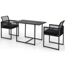 3 Pieces Outdoor Dining Set with Folding Backrest and Seat Cushions-Black