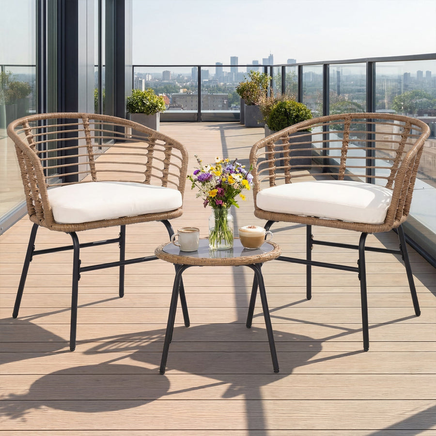 3-Piece Patio Conversation Set with Cushions
