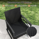 3 Pieces Outdoor Rattan Rocking Chairs Set with 2-Tier Side Table for Garden Backyard