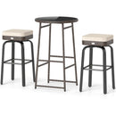 3 Pieces Outdoor Swivel Bar Set PE Rattan Bar Height Table with 2 Chairs-White