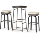 3 Pieces Outdoor Swivel Bar Set PE Rattan Bar Height Table with 2 Chairs-White