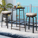 3 Pieces Outdoor Swivel Bar Set PE Rattan Bar Height Table with 2 Chairs-White