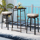3 Pieces Outdoor Swivel Bar Set PE Rattan Bar Height Table with 2 Chairs-White