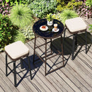 3 Pieces Outdoor Swivel Bar Set PE Rattan Bar Height Table with 2 Chairs-White