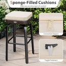 3 Pieces Outdoor Swivel Bar Set PE Rattan Bar Height Table with 2 Chairs-White