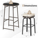 3 Pieces Outdoor Swivel Bar Set PE Rattan Bar Height Table with 2 Chairs-White