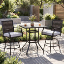3 Pieces Outdoor Swivel Bar Set High Top Patio Bar Table and Rattan Wicker Chairs