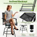 3 Pieces Outdoor Swivel Bar Set High Top Patio Bar Table and Rattan Wicker Chairs