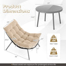3 Pieces PE Rattan Conversation Set with Cushioned Papasan Chairs-Beige