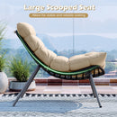 3 Pieces PE Rattan Conversation Set with Cushioned Papasan Chairs-Beige