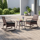 3-Piece Rocking Bistro Set with Cushions & Side Table