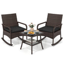 3-Piece Rocking Bistro Set with Cushions & Side Table