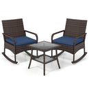 3-Piece Rocking Bistro Set with Cushions & Side Table