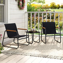 3 Pieces Patio Bistro Set Outdoor Fabric Conversation Set-Gray