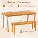 3 Pieces Patio Dining Set with Acacia Wood Outdoor Table and Benches