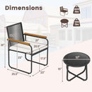 3 Pieces Patio Furniture Set PE Rattan Porch Chairs with Round Tempered Glass Top Table-White