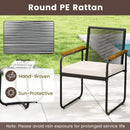 3 Pieces Patio Furniture Set PE Rattan Porch Chairs with Round Tempered Glass Top Table-White