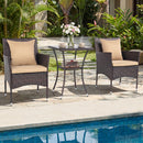 3 Pieces Patio Furniture Set with Cushioned Patio Chairs and Tempered Glass Coffee Table-Brown
