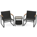3 Pieces Patio Furniture Set Outdoor Bistro Conversation Set-Brown