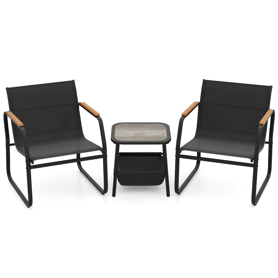 3 Pieces Patio Furniture Set Outdoor Bistro Conversation Set-Brown