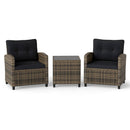 3-Piece Patio Conversation Set with Tempered Glass Table