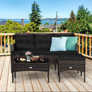 3 Pieces Patio Furniture Sectional Set with 5 Cozy