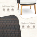 3 Pieces Patio Furniture Set with Cushioned Chairs and Tempered Glass Side Table