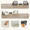 3 Pieces Patio Furniture Set with Cushioned Chairs and Tempered Glass Side Table