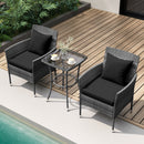 3 Pieces Patio Furniture Set with Cushioned Patio Chairs and Tempered Glass Coffee Table