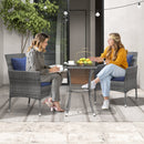 3 Pieces Patio Furniture Set with Cushioned Patio Chairs and Tempered Glass Coffee Table