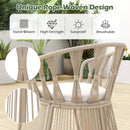 3 Pieces Patio Leisure Chair Set with Rope-Woven Armchairs and Seat Cushions-Off White