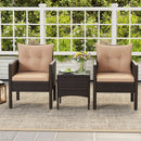 3 Pieces Patio PE Wicker Furniture Set with Cushions for Porch and Balcony